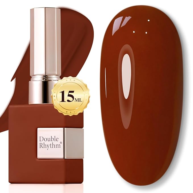 Double Rhythm Burgundy Gel Polish 15ML Pure Sheer Same Color Same Bottle Soak Off Gel Polish Art Manicure Salon DIY at Home for Women (Tan Red-A1455)
