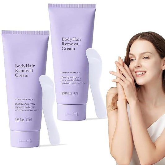 2 PCS Gentle Body Hair Removal Cream for Sensitive Skin, 6.76 Fl Oz, Painless Hairs Removal Cream with Spatula Applicator, Unisex Hair Removal & Skincare