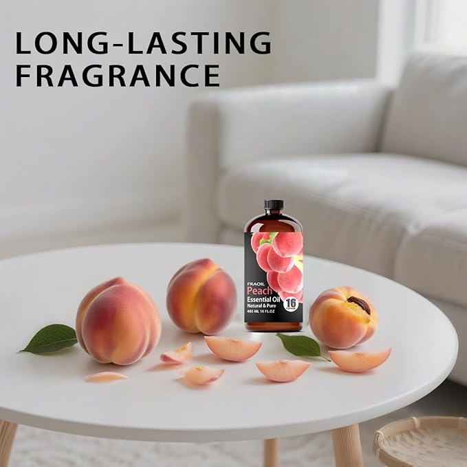 Peach Essential Oil, Peach Oil 16 Fl Oz 480 ML for Diffuser Humidifier Yoga Cleaning DIY Candle Soap Making Perfume Gift for Women Essential Oils