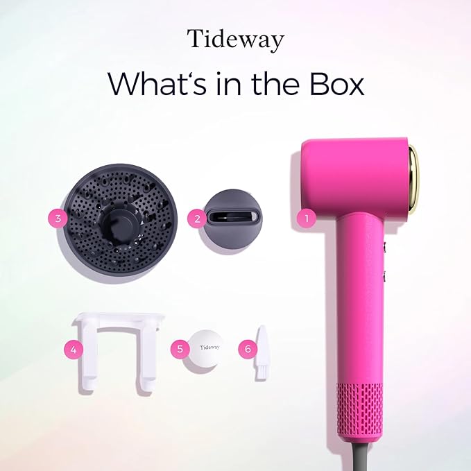 Tideway Hair Dryer, Blow Dryer with Diffuser High-Speed Plasma Ionic Low Noise for Fast Drying, Travel Hair Dryer for Women and Man, Curly/Wavy & Long/Thick Color-Treated Hair H11