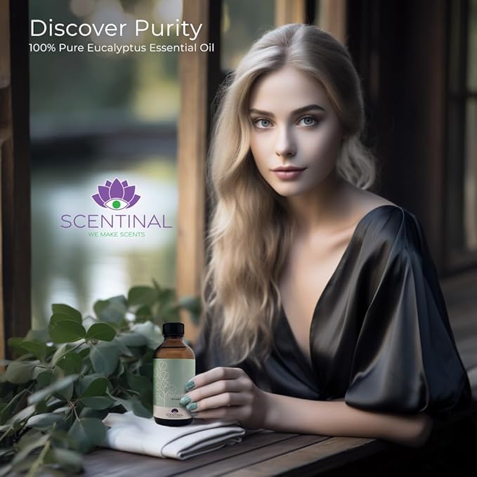 Scentinal Premium Essential Oil - 100% Pure, Natural & Authentic - Extra Large 4oz Bottle (120ml) with Eyedropper - Refreshing Aromatherapy Experience (4 oz / 120ml, Eucalyptus)