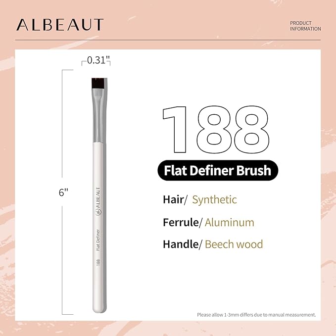 Flat Eyebrow Concealer Brush, Eyeliner Definer Makeup Brush Winged Liner for gel powder products (188 flat definer)