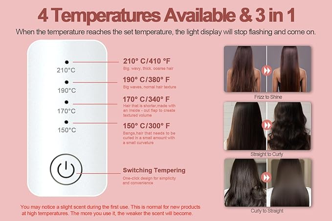 Youbella Cordless Hair Curling Iron Brush, Mini Travel Hot Straightener Comb, 3-in-1 Portable Wave Curling Wand, 1.5″ Ionic Heated Brush, USB Rechargeable Hair Curler, White – No Automatic Rotation