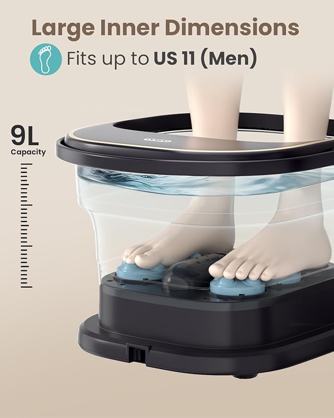 Puboo Collapsible Foot Spa Bath Massager with Heat, 95-115°F Precise Temp Control, Motorized Massage Rollers, Heated Foot Bath Soak Tub, Fits US Men’s Size 11, Gift for Christmas, Thanksgiving