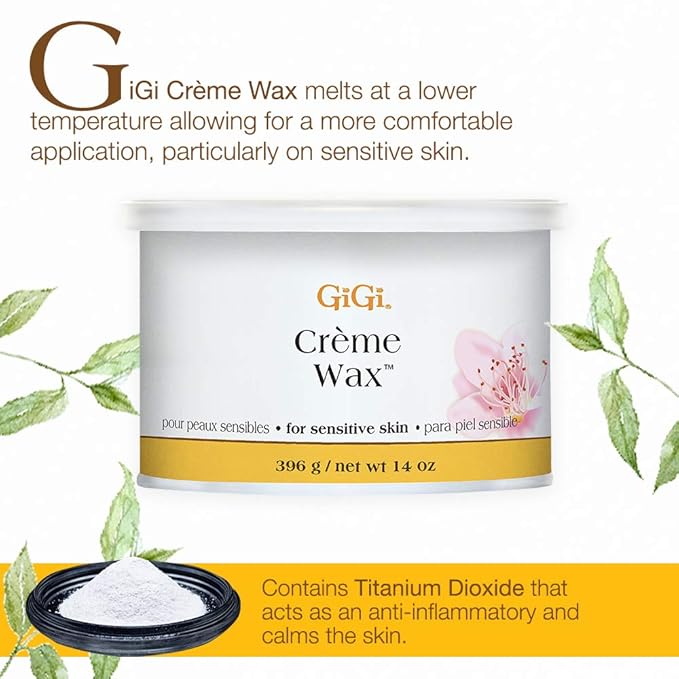 GiGi Crème Wax for Hair Removal, Soft Wax for Sensitive Skin, Face & Body, Gentle Formula, 14 oz, 1 Pack