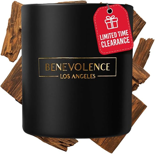 Benevolence LA Oud Wood Christmas Scented Candles | Soy Candles, Black Candle for Home | Holiday Candle Gifts for Women and Men | Home Fragrance | Aromatherapy | 8oz, 45 Hour Burn