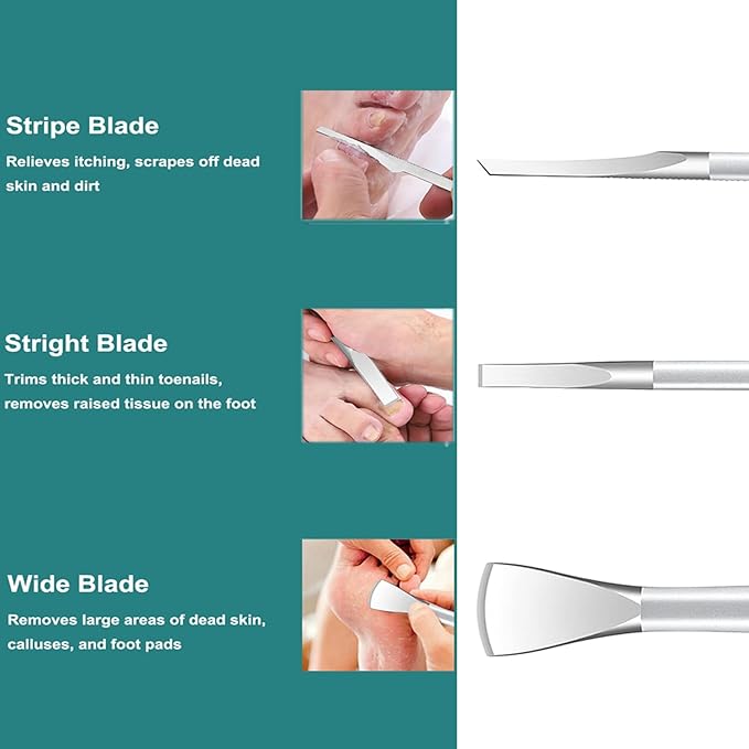 Manicure Set,Professional Pedicure Knife Set,Dead Skin Corn Foot Callus Remover Kit,Foot Care Tools for Travel or Home,Stainless Steel Foot File Rasp,Calluses Pusher