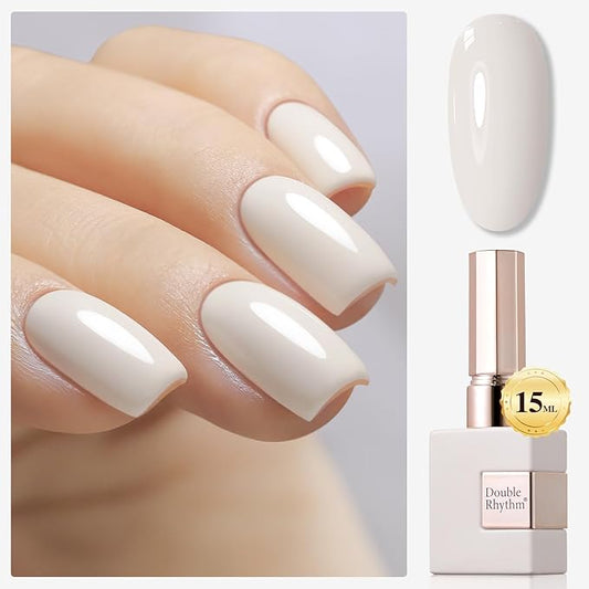 Double Rhythm 15ML Gel Polish Pure Sheer Same Color Same Bottle Soak Off Gel Polish Art Manicure Salon DIY at Home for Women (Gray White-A1476)