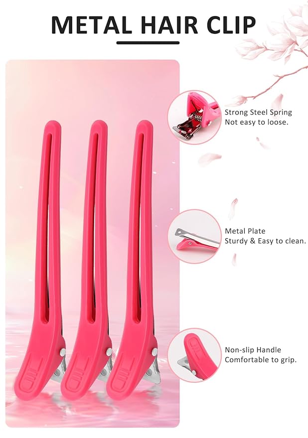 19PCS Hair Bleach Dye Kit with Hair Dye Brush and Bowl Whisk Hair Clips Protective Gear Set, Ideal for Hair Bleaching Coloring Highlighting, Essential Salon Supplies for Home Use (Pink)