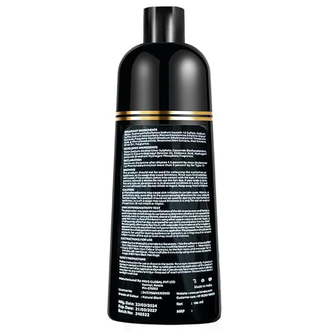 BSY Noni Hair Color Shampoo - 6 fl oz - Pump Pack | No Ammonia | 3 in 1 - Hair Dye Shampoo, Conditioner for Women and Men | Natural Black, Permanent Hair Color for Black Hair