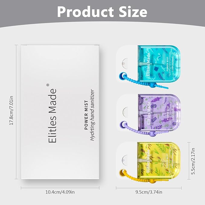 Hand Sanitizer Spray, 3Pack Spray Hand Sanitizer Travel Size With Cute Keychain, Scented Mini Pocket Power Mist Hydrating for Kids Christmas Gifts,1.35FL.OZ (Vanilla,Lavender,Ocean