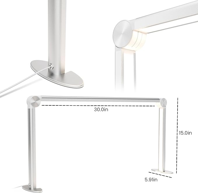 Nail Tech Lamp for Desk，30" 48W Professionals Led Light, Desk Lamp for Lash Eyelash Extension,Color Temperature 2700K-6000K, Full fold Makeup lamp,Salon&Home(Silver)