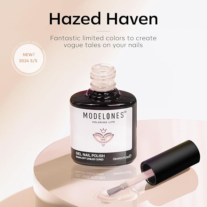 modelones Nude Gel Nail Polish, 1 Pcs 15 ML Nude Neutral Color Soak Off LED Skin Tones Nail Gel Polish Manicure Home DIY Nail Art Gift for Women Holidays