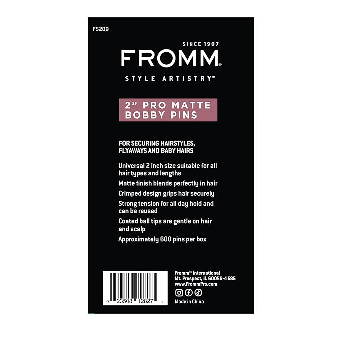 Fromm Style Artistry 2” Crimped Bobby Pins, Secure Hold, Suitable for All Hair Types and Lengths, Hair Accessories for Women, Matte Blonde, 600 Pack