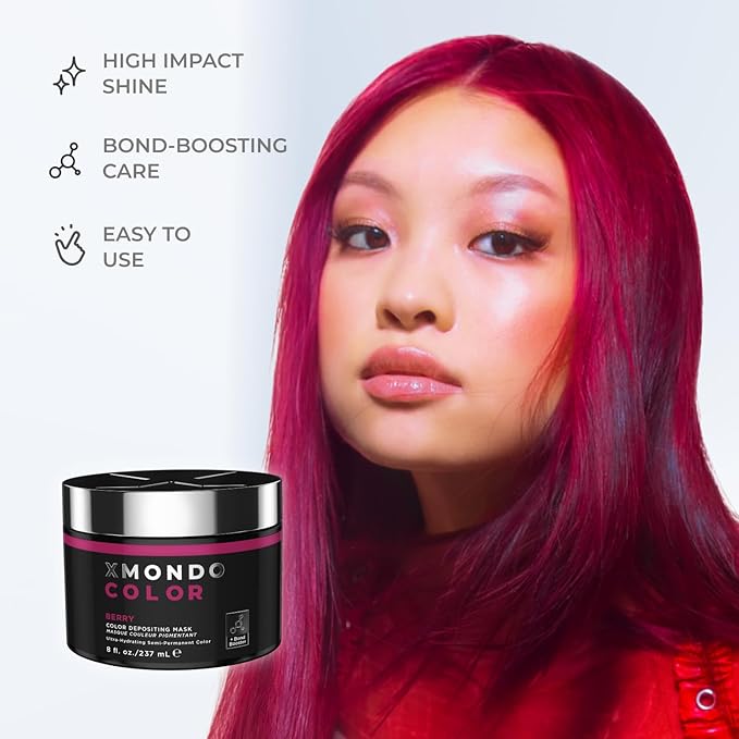 XMONDO Color Berry Mask – Semi-Permanent Berry Dye with Bond Booster & Hyaluronic Acid, 8 oz
