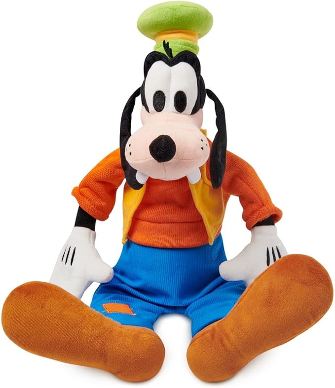 Disney Store Official Goofy Medium Soft Toy for Kids, Cuddly Character with Fuzzy Texture and Embroidered Details, Patched Trousers and Felt Teeth,Disney Plushy Suitable for All Ages