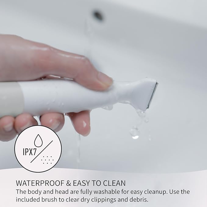 Panasonic Bikini Trimmer and Shaver for Women with 4 Attachments for Fast Easy Gentle Grooming in Intimate Areas, Use Wet/Dry, Electric Razor, Battery-Operated – ES-WV62-H (White/Silver)