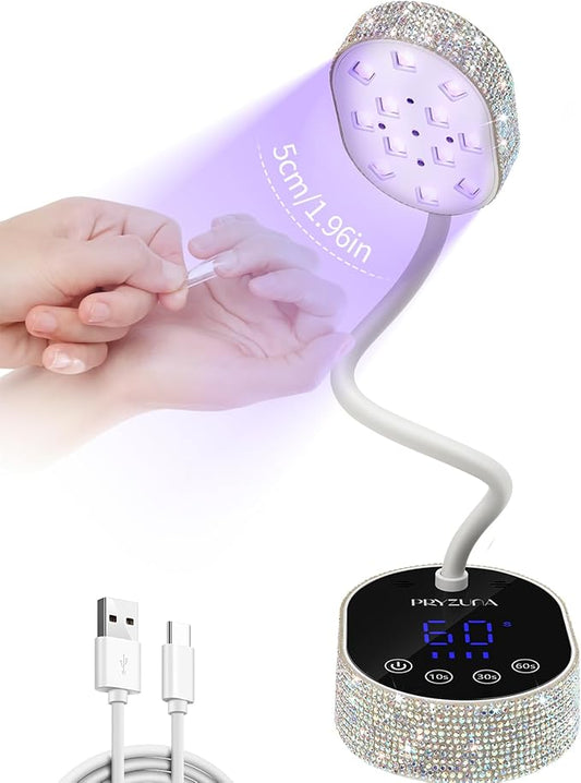 UV LED Nail Lamp 36W – Mini Cordless Flash Cure Gooseneck UV Light for Gel X Nails, Portable USB Rechargeable Nail Dryer with Auto Sensor, 4 Timers & LCD Display for DIY Home Manicure (Diamond)
