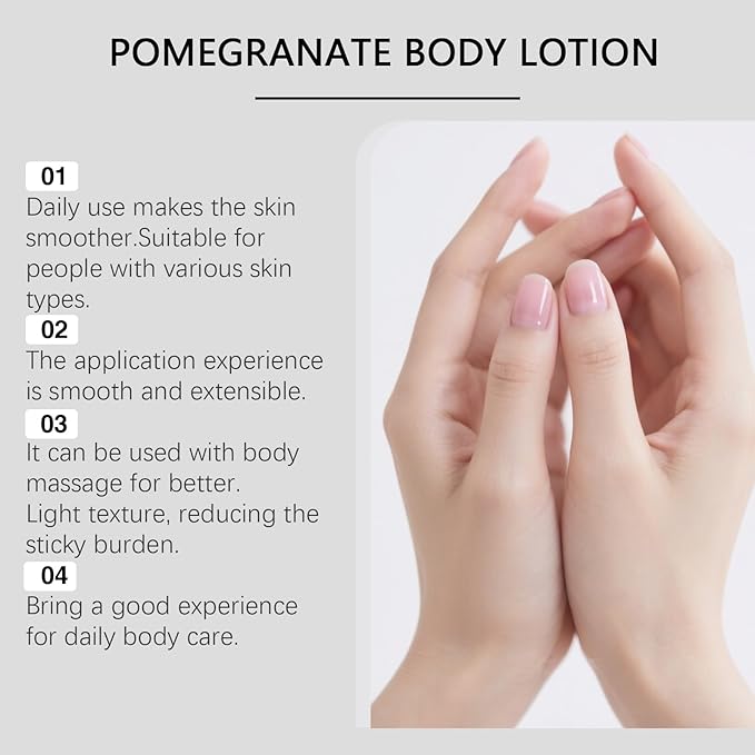 Pomegranate Body Lotion for Women - Nourishing & Non-Greasy Daily Moisturizer with Vitamin E - 3.53 oz for Soft, Smooth Skin - Hand and Body Lotion for Dry Skin Care in Fall & Winter (3)
