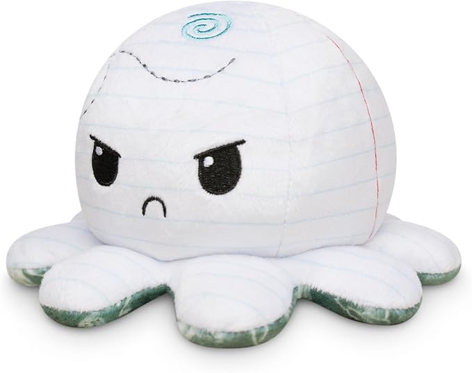 TeeTurtle - The Original Reversible Octopus Plushie - Chalkboard + Notebook - Cute Sensory Fidget Stuffed Animals That Show Your Mood - Perfect for Back to School!