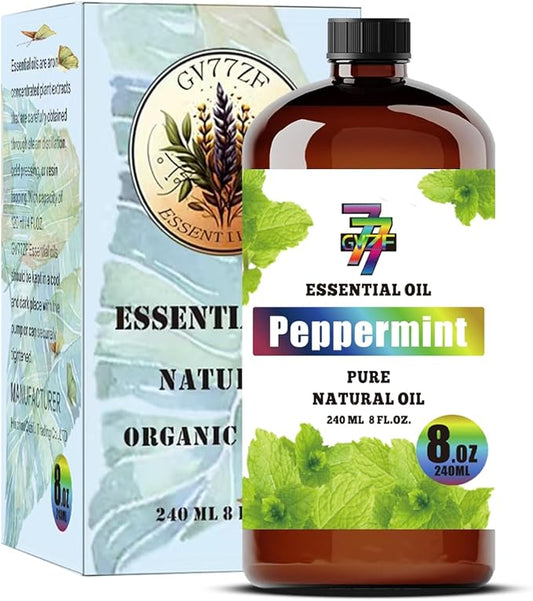 Peppermint Essential Oil (8 oz / 240 ml) – Peppermint Oils for diffusers, humidifiers, Home Baths, Cleaning Products, Yoga, DIY Soaps and DIY Scented Candles