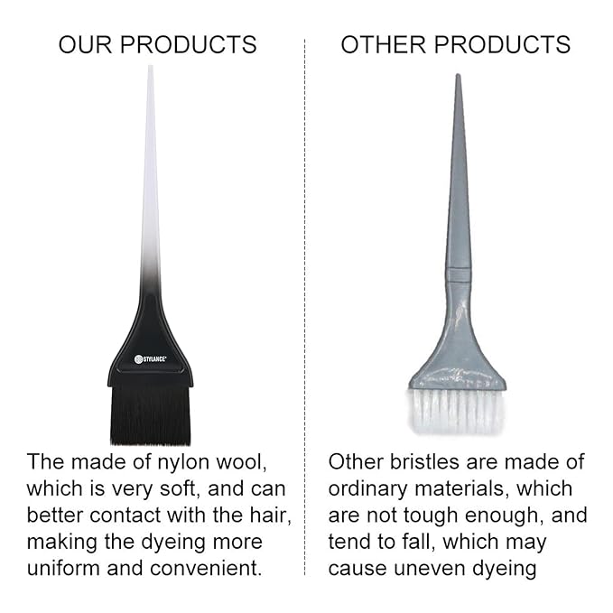 3 Pieces Hair Color Brush Kit, Balayage Tint Brush, Soft Deying Bristles for Salon & DIY Hair Coloring (Type B)