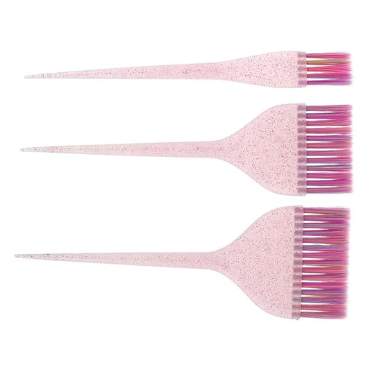 minkissy 3pcs Hair Dye Brush Set with Long Tail Glitter Handles Hair Dye Brush for Salon Barber Home Hair Dyeing Coloring Brush Hair Highlighting Kit
