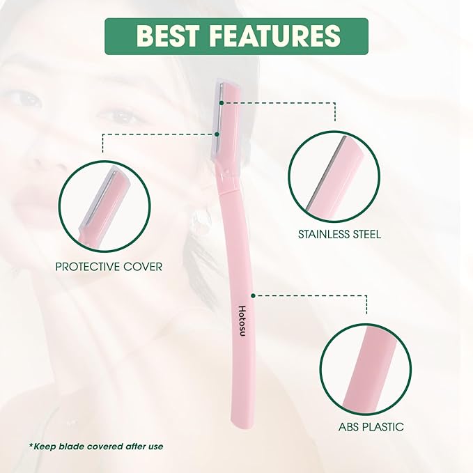 Eyebrow Razors & Facial Razors for Women – Stainless Steel Eyebrow Razor - Dermablades for women face | Smooth Skin, Peach Fuzz Remover, Exfoliating Brow Shaper - 9pcs