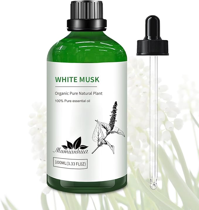 Mumianhua White Musk Oil 100% Pure- Therapeutic Grade Aromatherapy White Musk Essential Oil for Diffuser, Skin & Body Care, Women & Men, Natural Perfume & Candle Making 3.38 Fl Oz