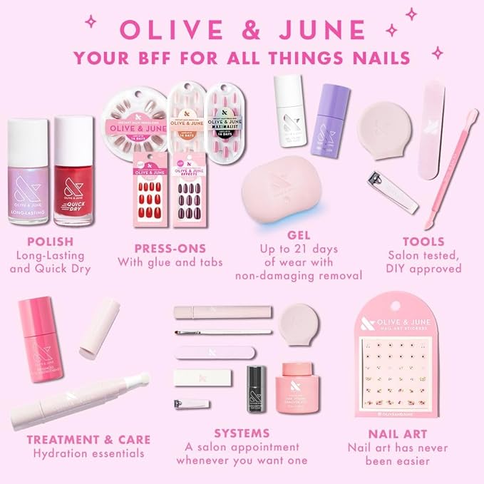 Olive & June Long-Lasting Nail Polish | Gel-Like Finish No Lamp Needed Lasts up to 10 days | Salon-Quality Color at Home | 15-Free, Vegan & Cruelty-Free Chip-Resistant Shine | Strawberry Scone