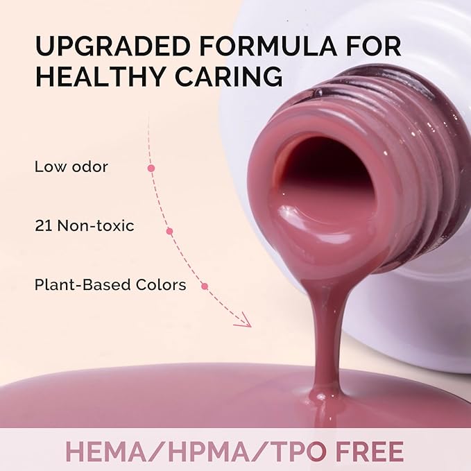 MelodySusie Fleurwee Plant Based Gel Nail Polish, Hema Free Pink Purple Nail Polish, Soak Off UV LED Gel Polish Gift for Women 21 Non Toxic Long Lasting Nail Art Manicure Salon DIY at Home P21