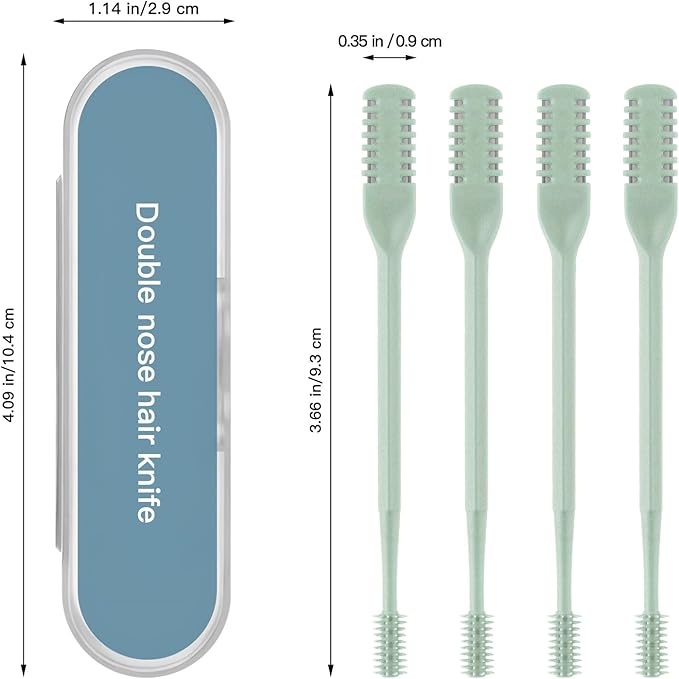 4Pcs 2-in-1 Nasal Hair Cutter, Double Sided Nose Hair Trimmer, 360° Nostril Hair Remover Tool, Manual Nose Knife with Soft Cleaning Brush for Men Women(Green)