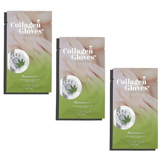 VOESH Collagen Gloves, Vegan Hand Masks, Herb Seed Oil, 3 Pack, Moisturizing Hand Mask, Lotion Gloves, Hydrating Gloves, Hand Care, Spa Manicure Gloves, Dry Hand Treatment