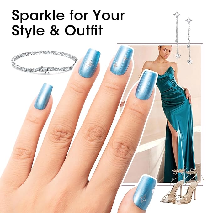 GELLEN Metallic Nail Polish, Chrome Mirror Purple Blue Nail Polish with 3-in-1 Base Coat Top Coat Strengthener Polish, Quick Air Dry Nail Lacquer Set, DIY Nail Art Manicure Gift for Women