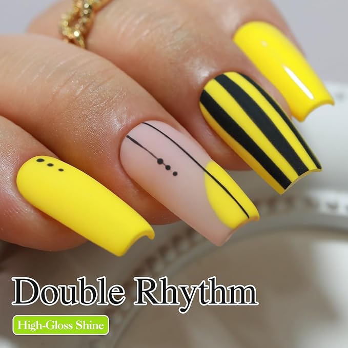 Double Rhythm 15ML Gel Nail Polish Pure Sheer Same Color Same Bottle Soak Off Gel Polish Art Manicure Salon DIY at Home for Women (Yellow-A1396)