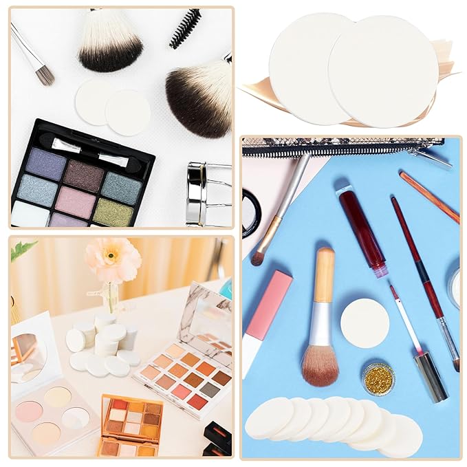 50Pcs White Makeup Sponge Cosmetic Sponge Round Foam Pad Beauty Makeup Eye Face Foundation Powders Blender for All Skin Types, Wet and Dry Dual Use