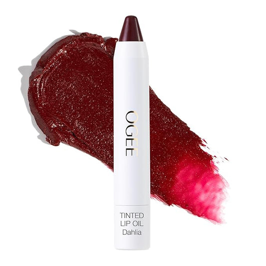 Ogee Tinted Sculpted Lip Oil - Lip Stain Made with 100% Organic Coconut Oil, Jojoba Oil, and Vitamin E - Best as Lip Balm, Lip Color or Lip Treatment - DAHLIA
