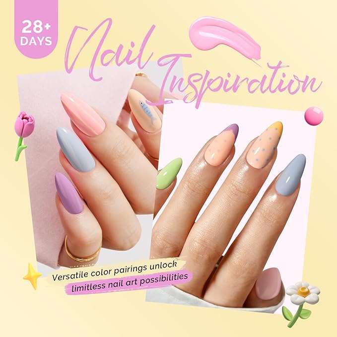 MelodySusie Macaron Pastel Gel Nail Polish Set - 6 Colors Pink Yellow Blue Green Purple White Soak Off UV LED Gel Polish Gift for Women Nail Art Manicure Salon DIY Nail Design Decoration at Home