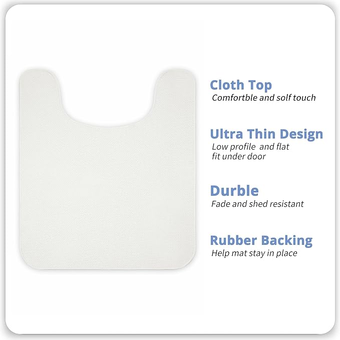 Toilet Rugs U Shaped Bathroom Rug,Machine Washable Non Slip Quick Dry Super Absorbent Ultra Thin Toilet Mats for Bathroom Toilet.White,1'8"x2'(20x24inch)
