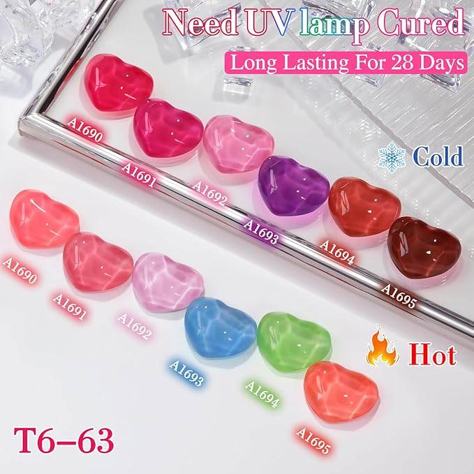 Double Rhythm 6 Pcs 15 ML Gel Polish Set Same Color Same Bottle Soak Off Gel Polish Kit Nail Art Manicure Salon DIY at Home for Women (Color Changing Red Pink Purple Brown-T6-63)