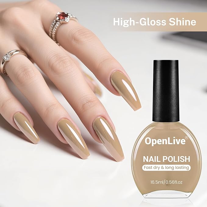 16.5ml Nude Brown Nail Polish Large Volume Quick Drying Nail Polish, Fast Drying and Long Lasting Color Nail Art DIY Home Manicure Gift for Women