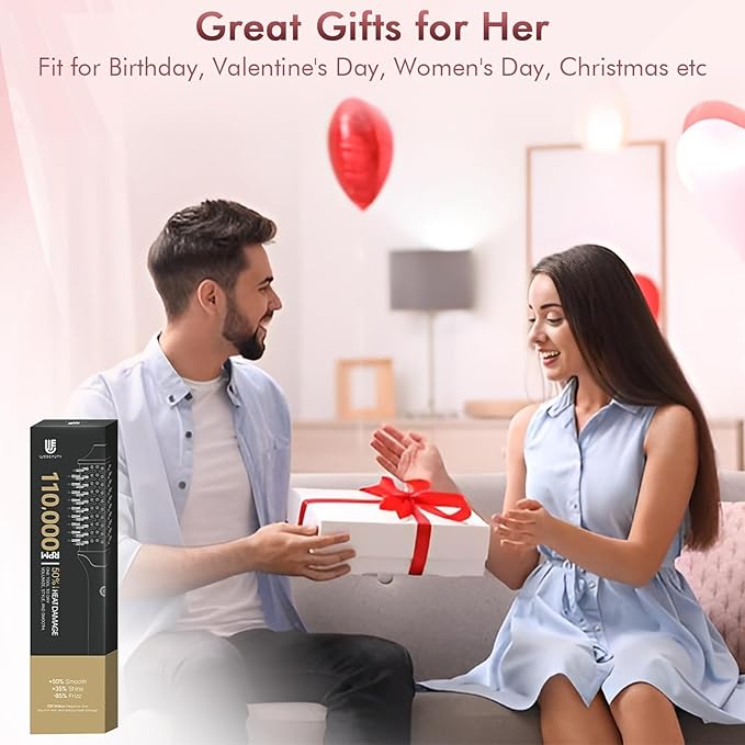 Blow Dryer Brush Hair Straightener: High Speed Hot Air Styler 110,000 RPM for Fast Drying Straightening Volumizing, One Step Volumizer with PTC Smoothing Comb Negative Ion for Silky Frizz-Free