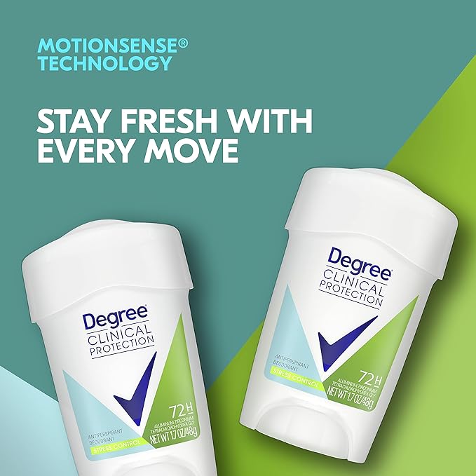 Degree Clinical Protection Antiperspirant Deodorant 72-Hour Sweat & Odor Protection Stress Control Antiperspirant for Women 1.7 oz