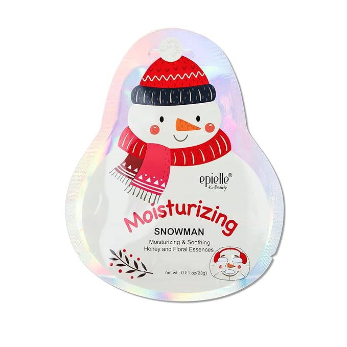 Epielle Holiday Character Face Mask 4 Pack, Fun & Effective Korean Skin Care, Spa Party Favors, Stocking Stuffers, Birthday Gifts for Women, Thanksgiving Essentials
