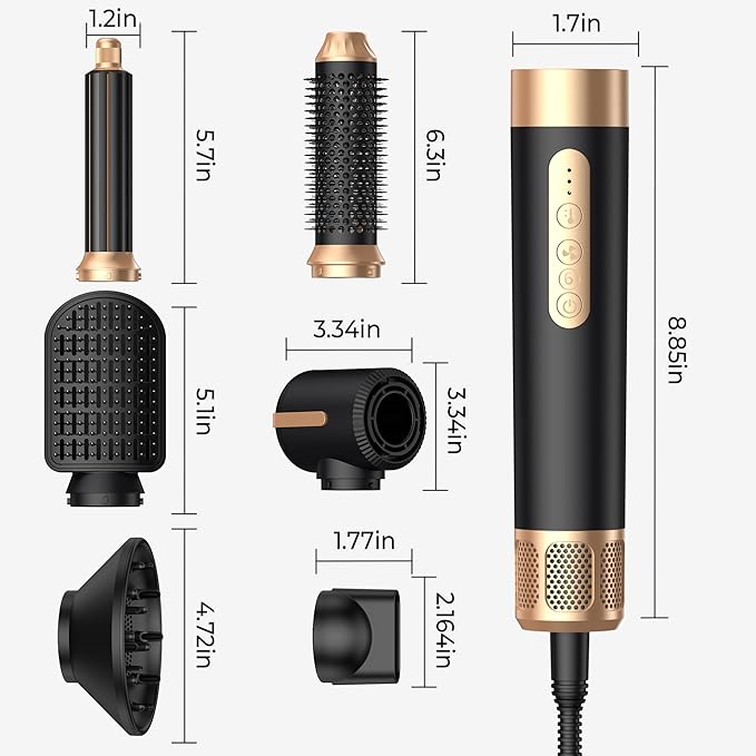 Blow Dryer Brush 7 in One, Negative Ion Hair Set Upgrade Hot Air Styler Wrap Curler, Curling Iron Styling Tools As A Gift for Straight/Curl/Drying/Smoothing