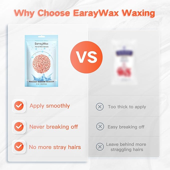 Hard Wax Beads for Hair Removal - Brazilian Waxing, Sensitive Skin, Face, Eyebrow, Legs at Home - 1lb Pearl Wax