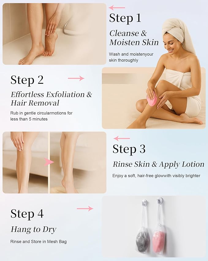 Hair Remover Eraser, Reusable Crystal Hair Remover, Magic Painless Exfoliation Beauty Tools, Portable Travel Body Hair Removal Tool, Hair Eraser for Back Arms Legs(2pcs)