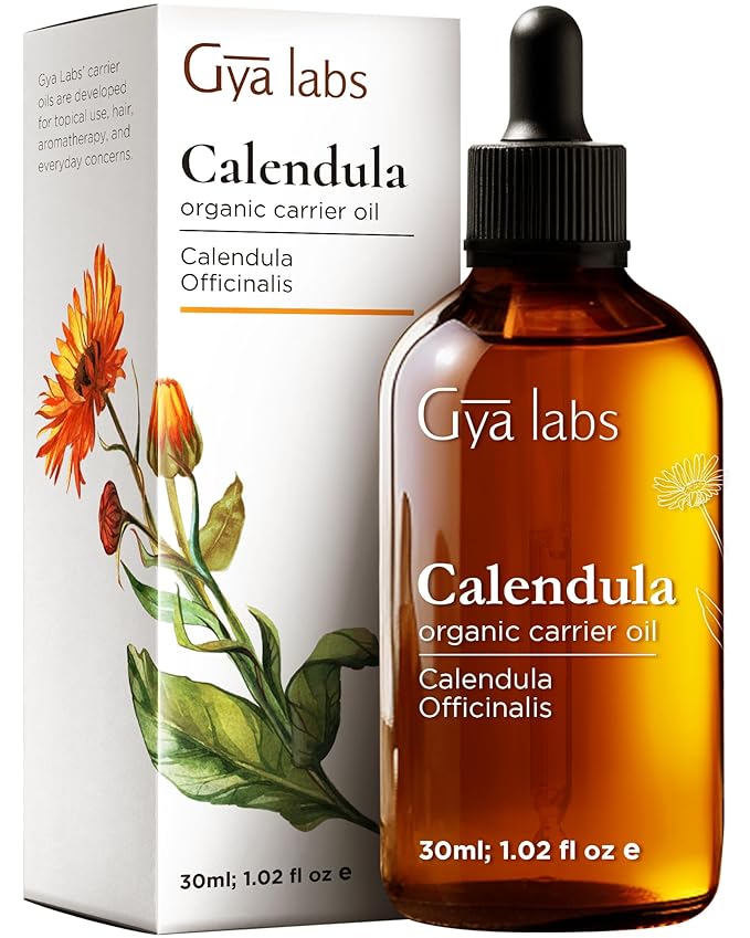 Gya Labs Calendula Carrier Oil - 1 Fl Oz - for Hair, Skin, Face, Scalp & Body Massage