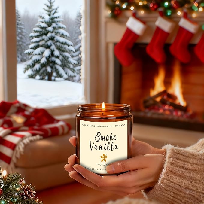 Holiday Candle Gift Set for Women – 6 Pack 7oz Winter Scented Soy Candles, Long Lasting Aromatherapy Christmas Gifts for Her, Perfect for Home Décor, Vanilla, Cinnamon & Cedar Scents