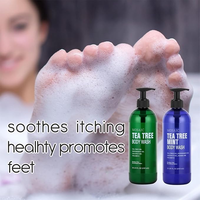 AnatoliaDaphne Tea Tree Body Wash and Shower Gel with Vitamin E for Jock Itch, Eczema, Ringworm, Body Odor, Body Wash Women & Men with Added Body Oils,LARGE 20.2 FL Oz Bottle (Tea Tree, Pack of 2)